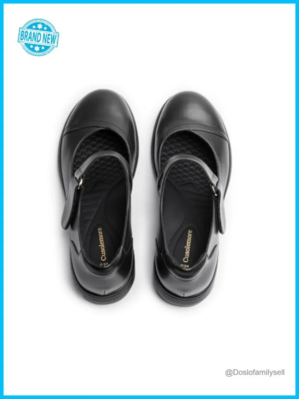 Mary Jane Flats Faux Leather Arch Support Hook and Loop Comfortable Work Shoes